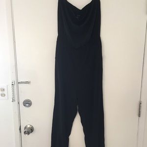 Black strapless jumpsuit.